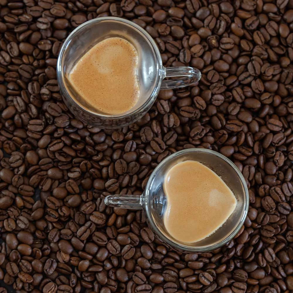 Encontraproduto.com.br - Conjunto de 2 Xícaras Parede Dupla Coração Coffe Time 80ml Dynasty