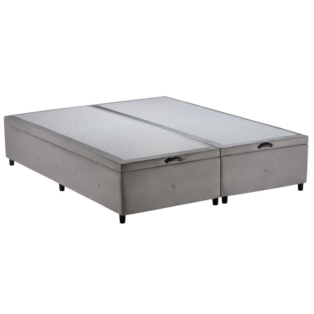 Base para Cama Box Casal Queen com Baú S. Design para Colchão de 158 cm - 1600 Cinza