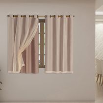 Cortina Blackout PVC com Tecido Voil 2,80 m x 1,60 m 100% Poliéster - Avelã