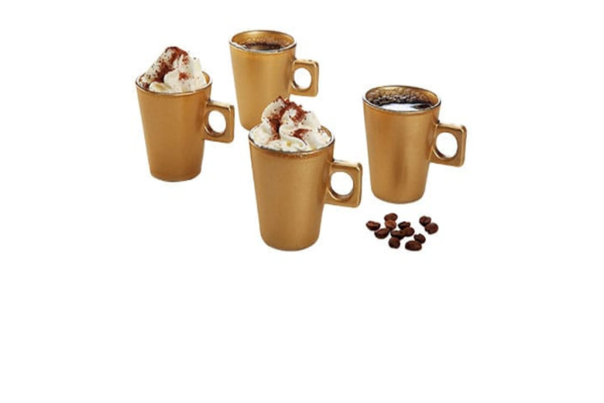 Conjunto 4 Xícaras em Vidro 80ml - Dourado ( 34511 )