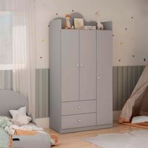 Guarda-Roupa Infantil Genialflex Nuvem com 3 Portas, 2 Gavetas, 3 Prateleiras e 91cm de largura  Fendi