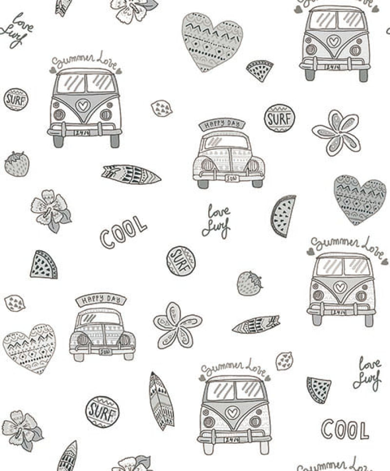 Papel de Parede Pure Kids Teens Hippie KT68434 Tam. 4m² Papel de Parede Pure Kids & Teens Hippie KT68434