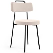 Cadeira Decorativa Estofada Para Sala De Jantar Barcelona L02 Suede Bege - Lyam Decor