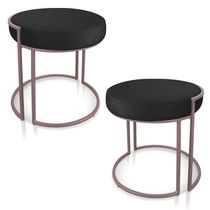 Kit 02 Puffs Love Suede Preto Base Industrial Rose - D'Rossi