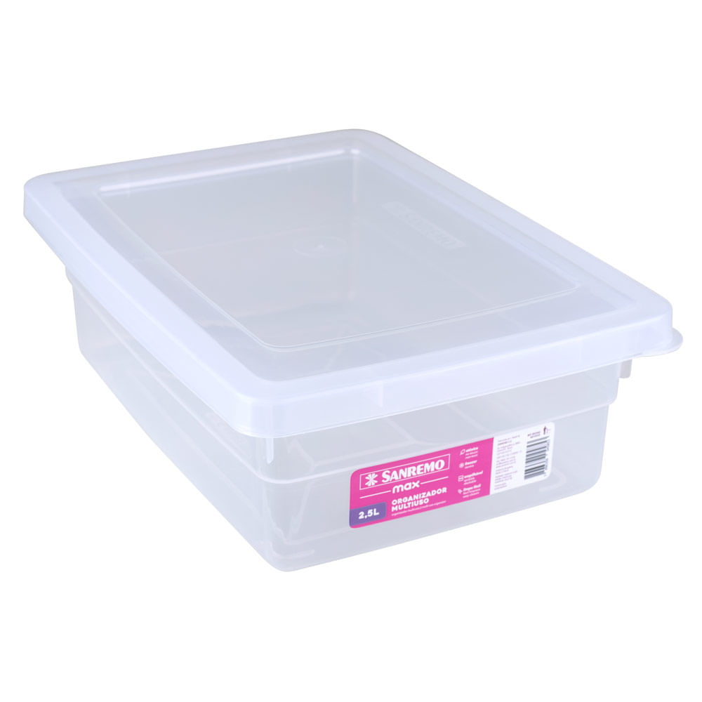 Organizador Multiuso Plástico Transparente 2,5L Max Sanremo