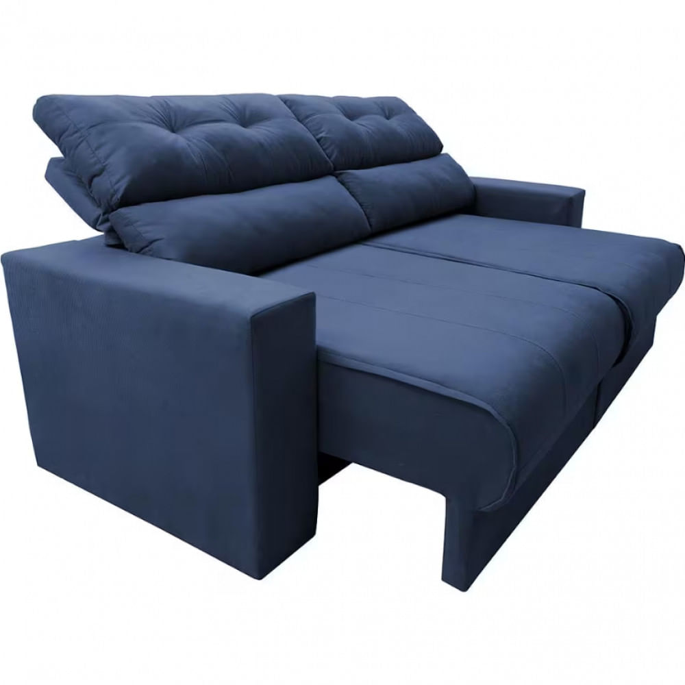 Sofá 3 Lugares Clean Retrátil Reclinável Cama InBox Azul