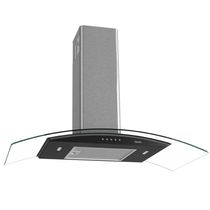 Coifa Terim de Parede Clean Vidro Curvo Black Kroma 90cm Preto Com Kromanox 220V