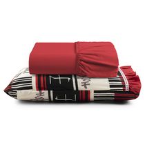 Jogo Cama Lençol Fiore Solteiro Estampado 180 Fios 100% Algodão com Babadinho 2 Peças Vermelho Oriental Japonês