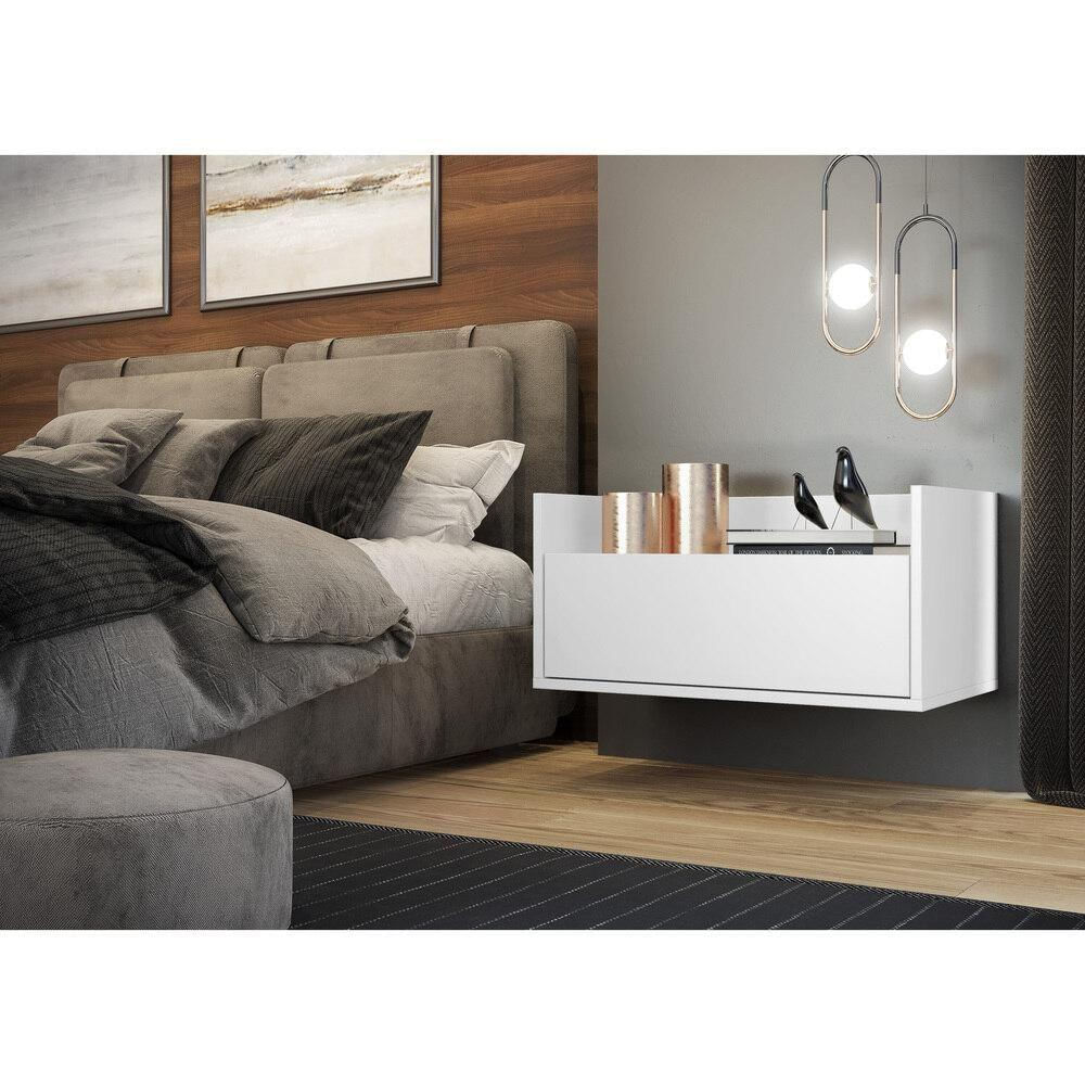 Mesa De Cabeceira 80Cm Suspensa Multimóveis V4004 Branco