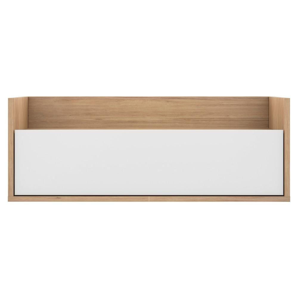 Mesa De Cabeceira 80 Cm Suspensa Rustic/branco