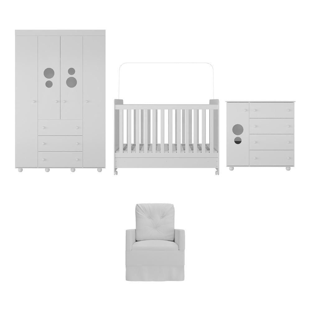 Quarto Completo+Poltrona Mp4073 Branco Branco