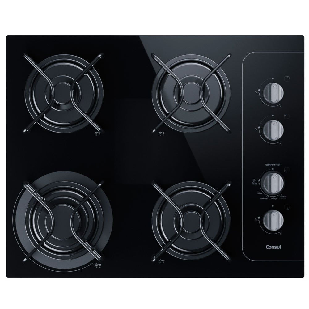 Cooktop Mesa de Vidro 4 Bocas a Gás Consul Facilite CD060AE Preto / Bivolt