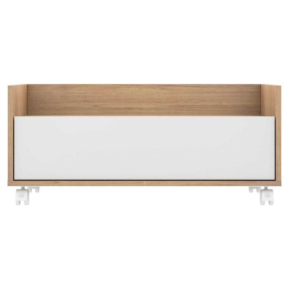 Mesa De Cabeceira 80 Cm C/ Rodízios Rustic/branco