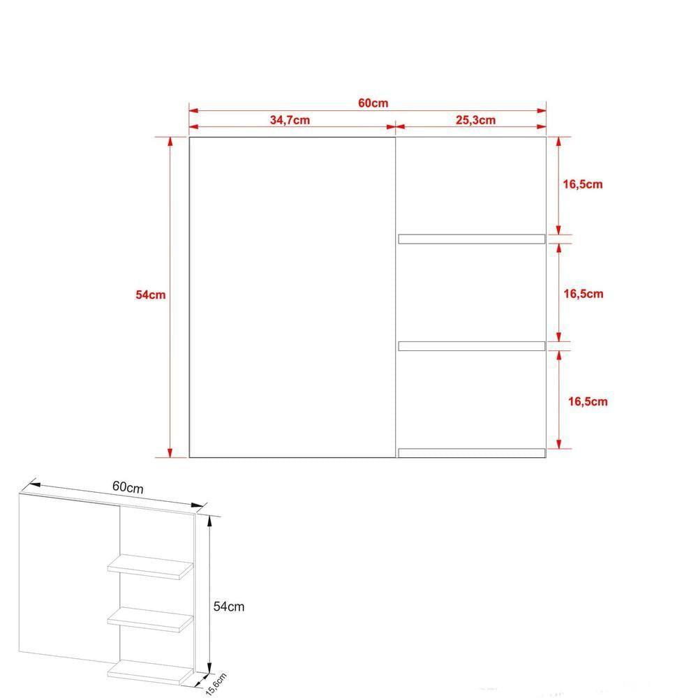 Espelheira Para Banheiro 60Cm Multimóveis Vcr10088