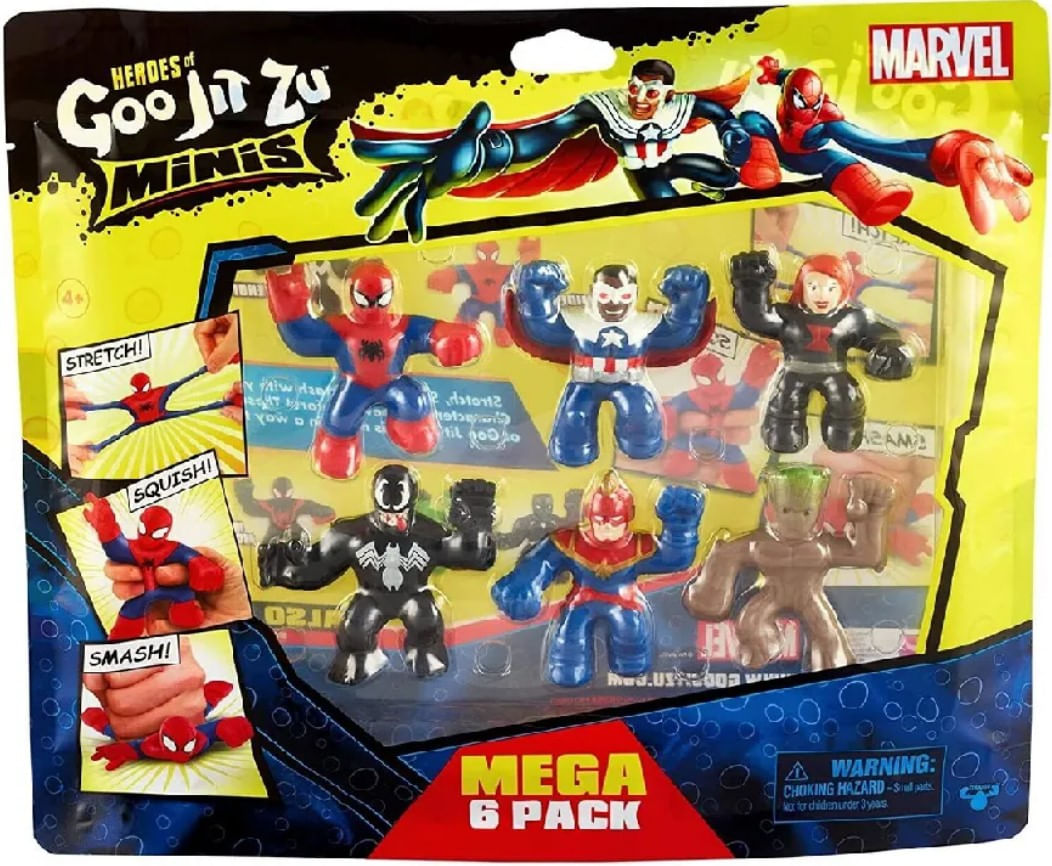 Goo Jit Zu Pack com 6 Bonecos de 6cm Marvel - Sunny 3365