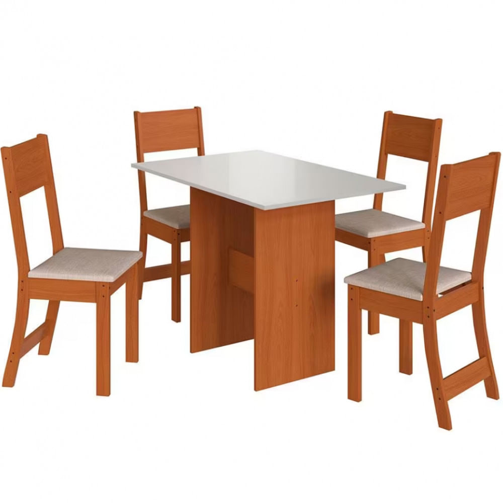 Mesa de Jantar Indekes Orquídea com 4 Cadeiras Feijo e Off White