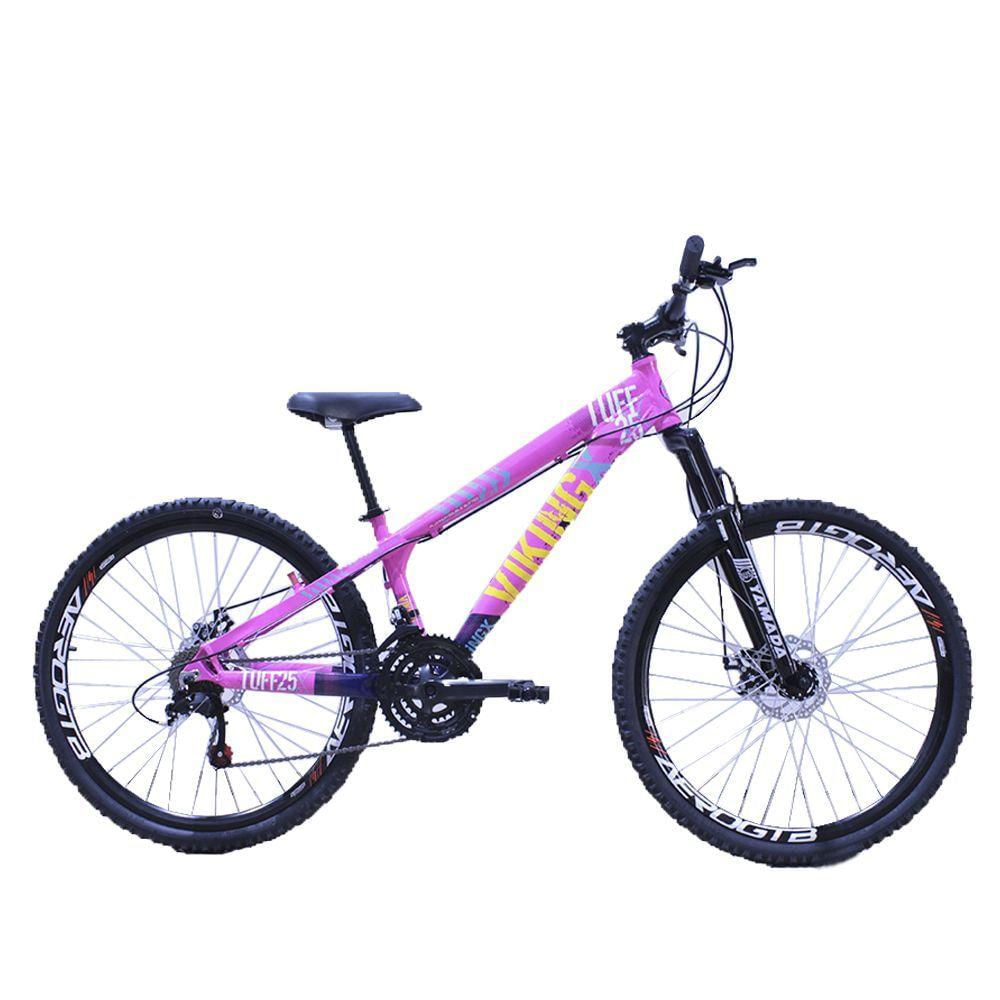 Bicicleta Viking Aro Aero 26 |21v |Rosa Neon Azul Marinho