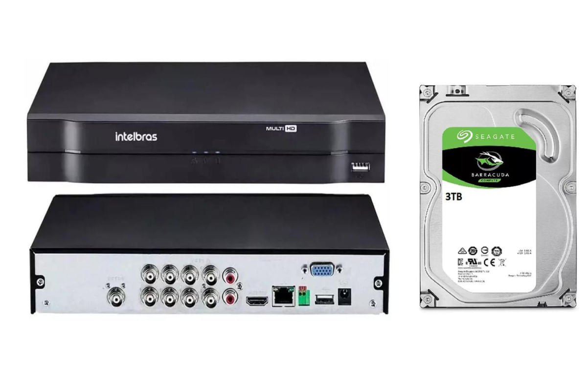 Dvr gravador INTELBRAS 8 canais Full hd + hd 3TB