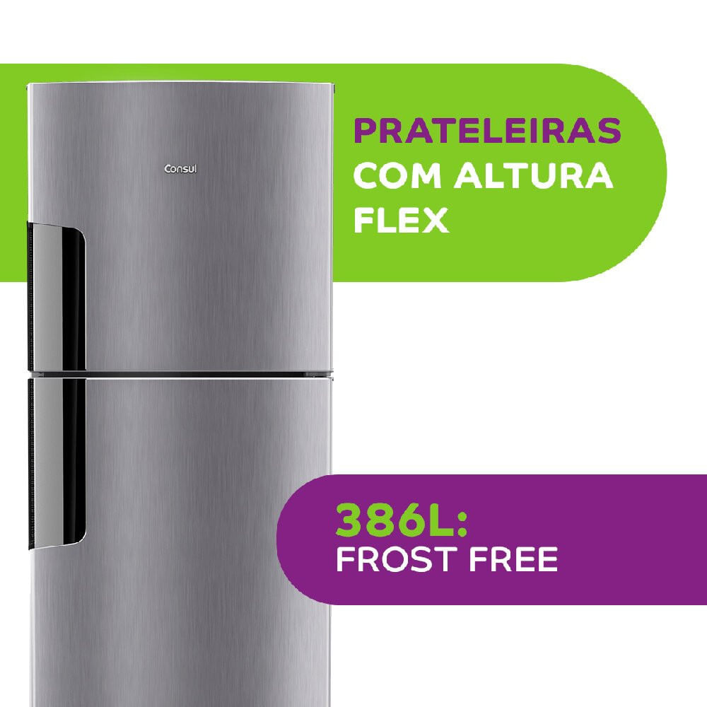 Geladeira 2 Portas Frost Free 386 Litros CRM44AK Consul Inox / 220V