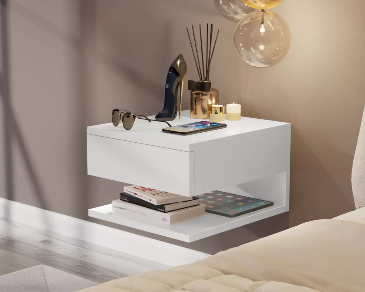 Mesa de cabeceira Suspenso Flórida Branco - Comprar Moveis em Casa