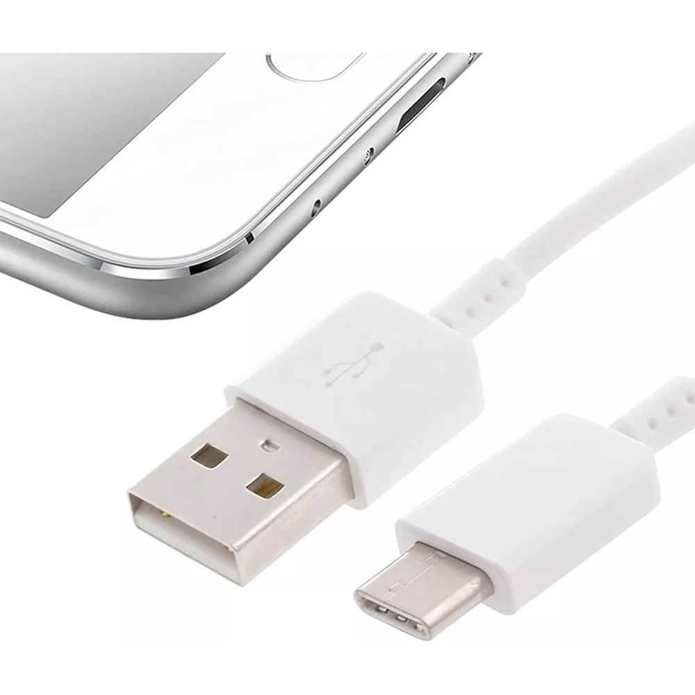 Cabo USB Tipo C Branco Compatível com Android e Tablet