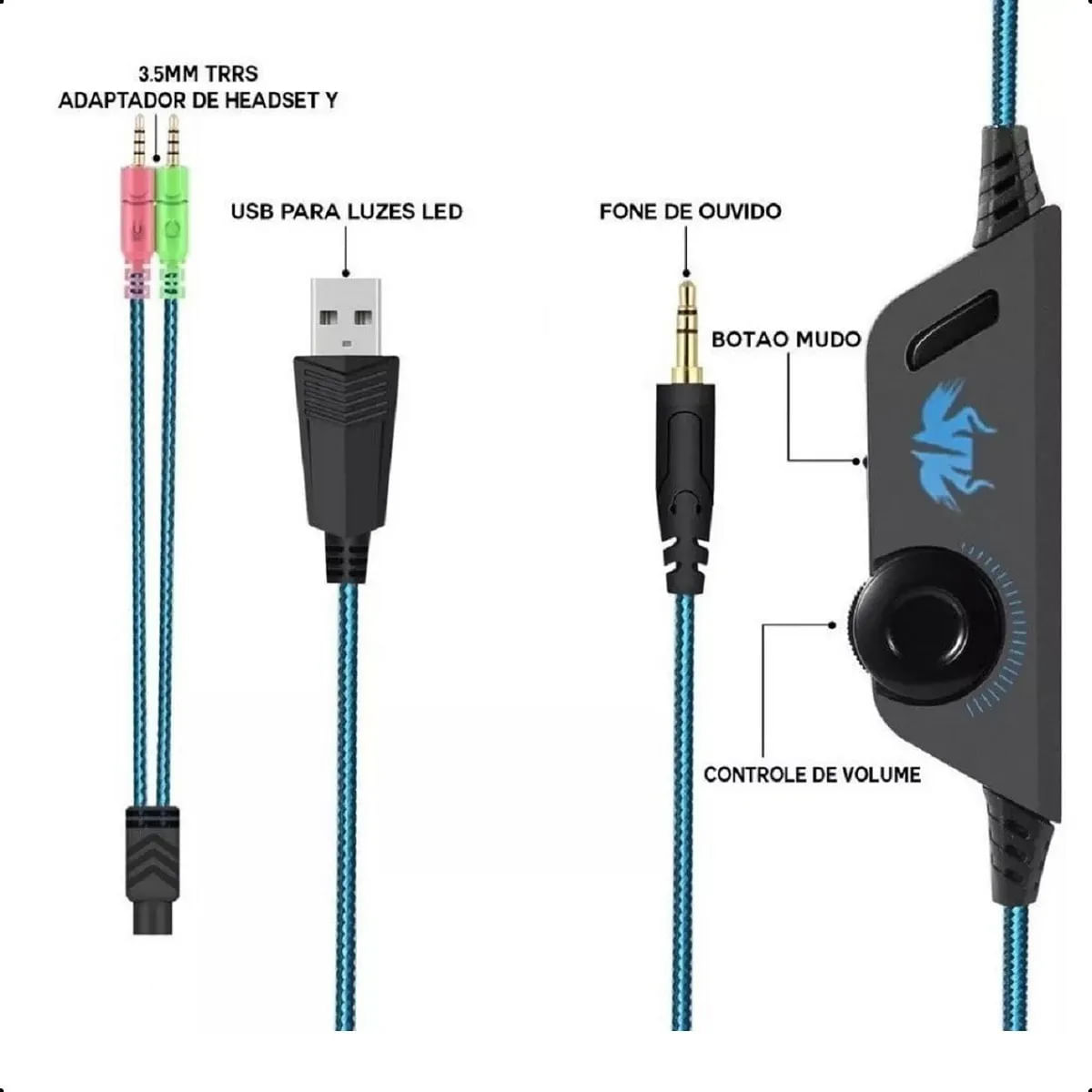 Headset Gamer com Microfone Flexível e Som 108dB