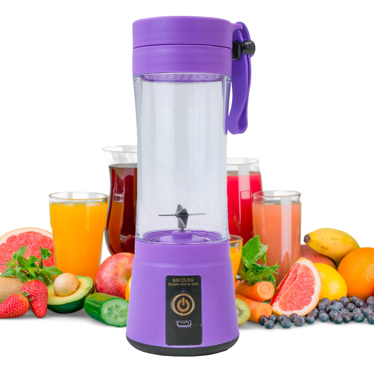 Mini Liquidificador Juice Cup Portátil Elétrico Suco - Tritura Frutas e Gelo para Sucos Frescos em Segundos | Cor:Lilás