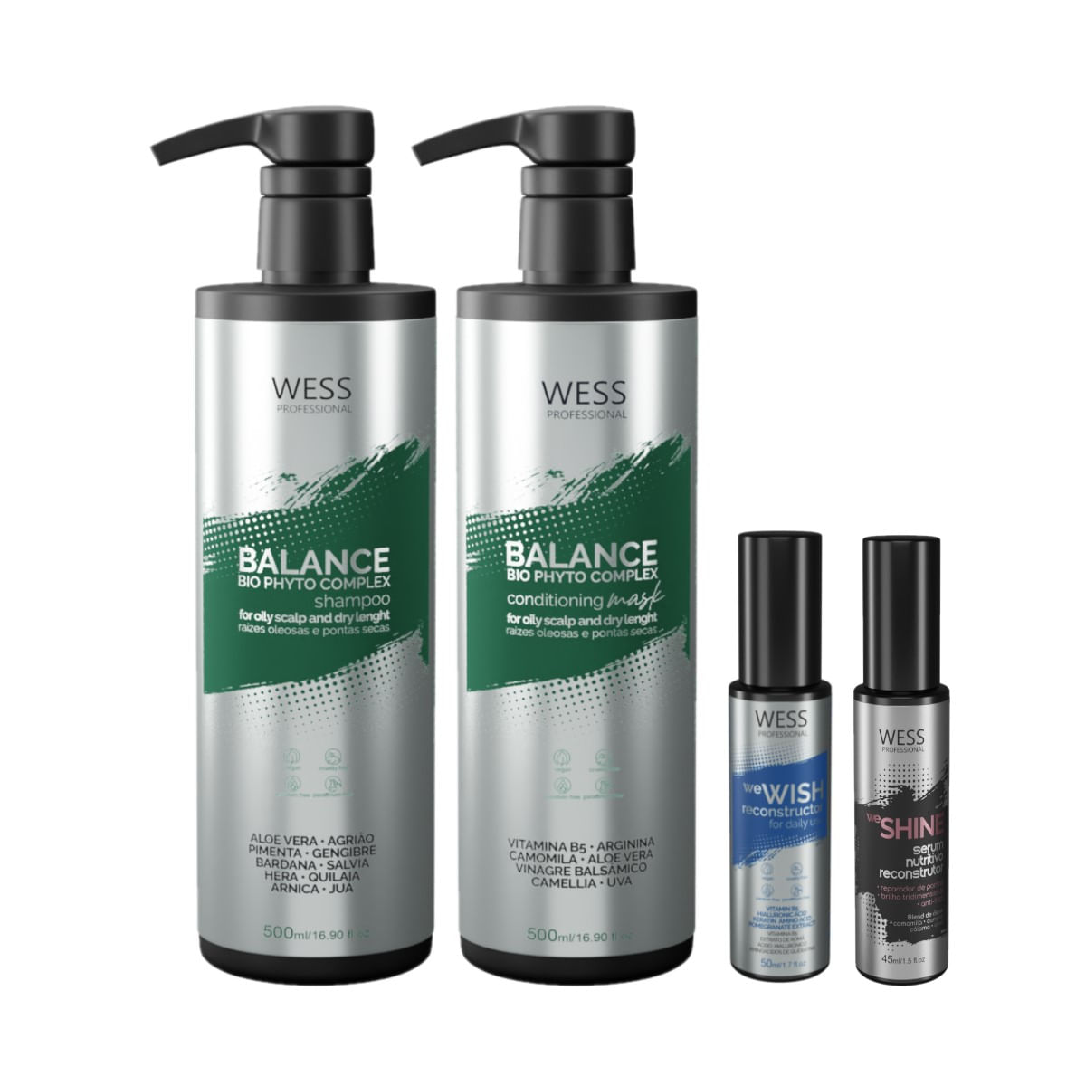 Kit Wess Balance SH+Cond 500ml + WeWish 50ml + WeShine 45ml