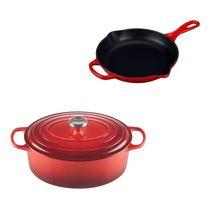KIT LE CREUSET PANELA OVAL 31CM E FRIGIDEIRA SKILLET 23CM VERMELHO