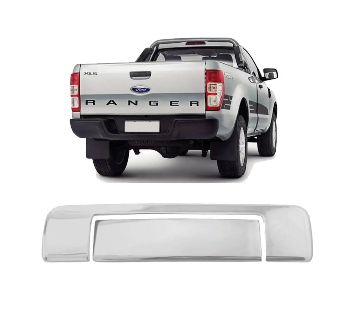 Aplique Cromado Maçaneta Tampa Traseira (Sem Furo) Ford Ranger 2013 à 2016