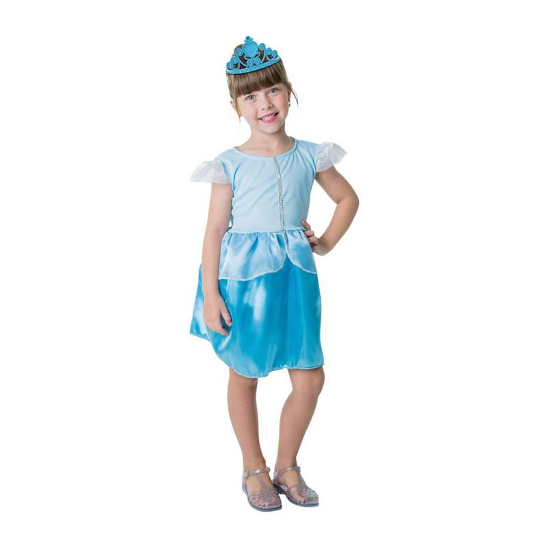 Kit Fantasia Infantil Princesa Azul Tamanho G 10 a 12 Anos