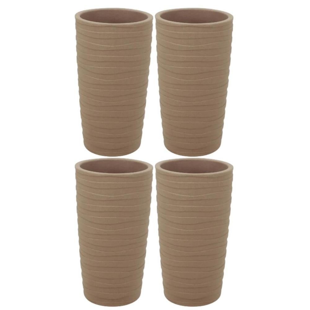 Encontraproduto.com.br - Kit 4 Vasos Grandes para Plantas Grego Tramontina Alto 65cm em Polietileno Granito Areia Jardim