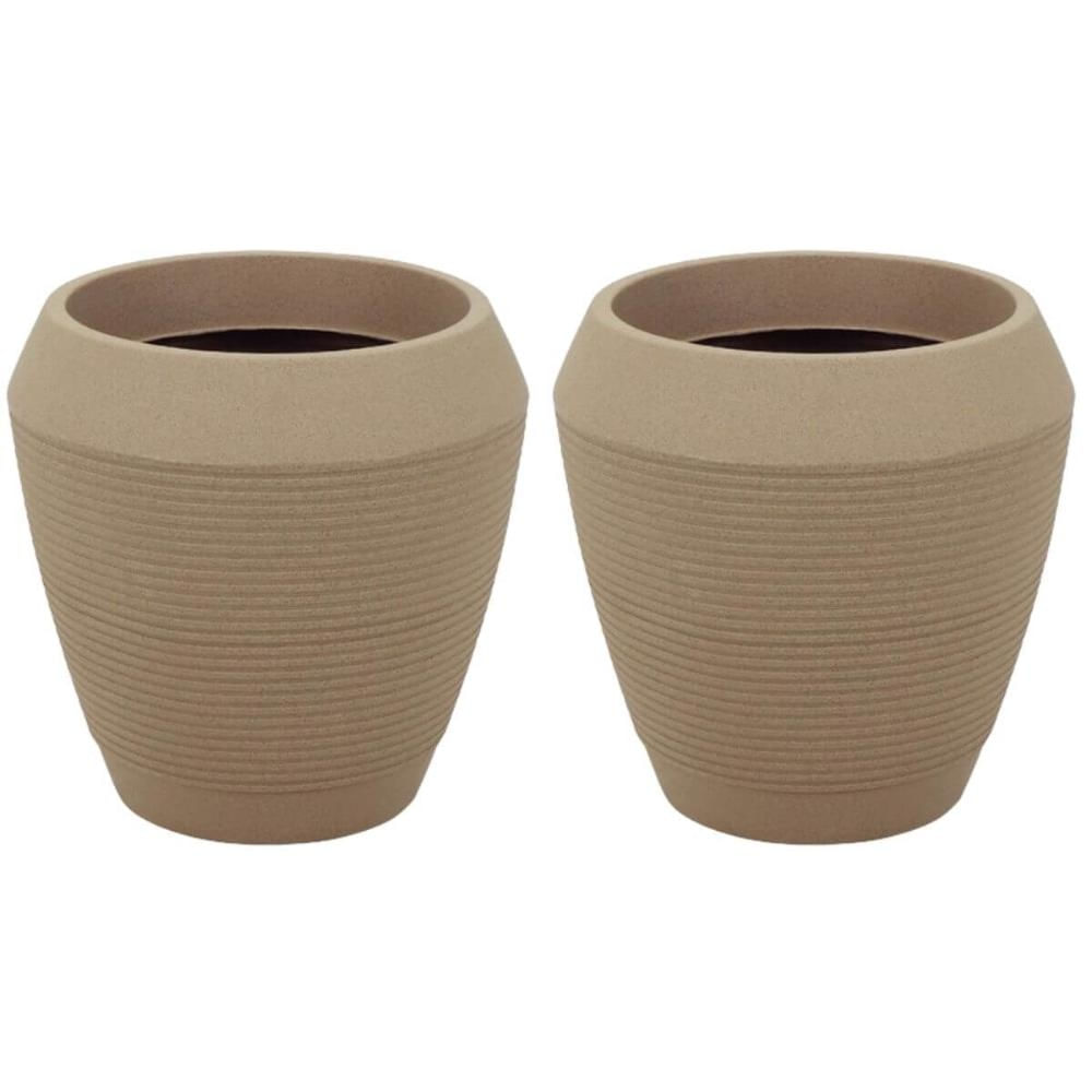 Kit 2 Vasos Grandes para Flor Egípcio Tramontina Polietileno 54cm Granito Areia Plantas Folhagem