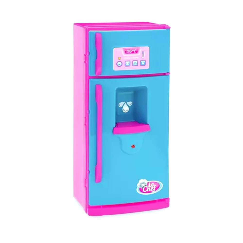 Geladeira Infantil de Brinquedo com Som e Luz + Acessórios