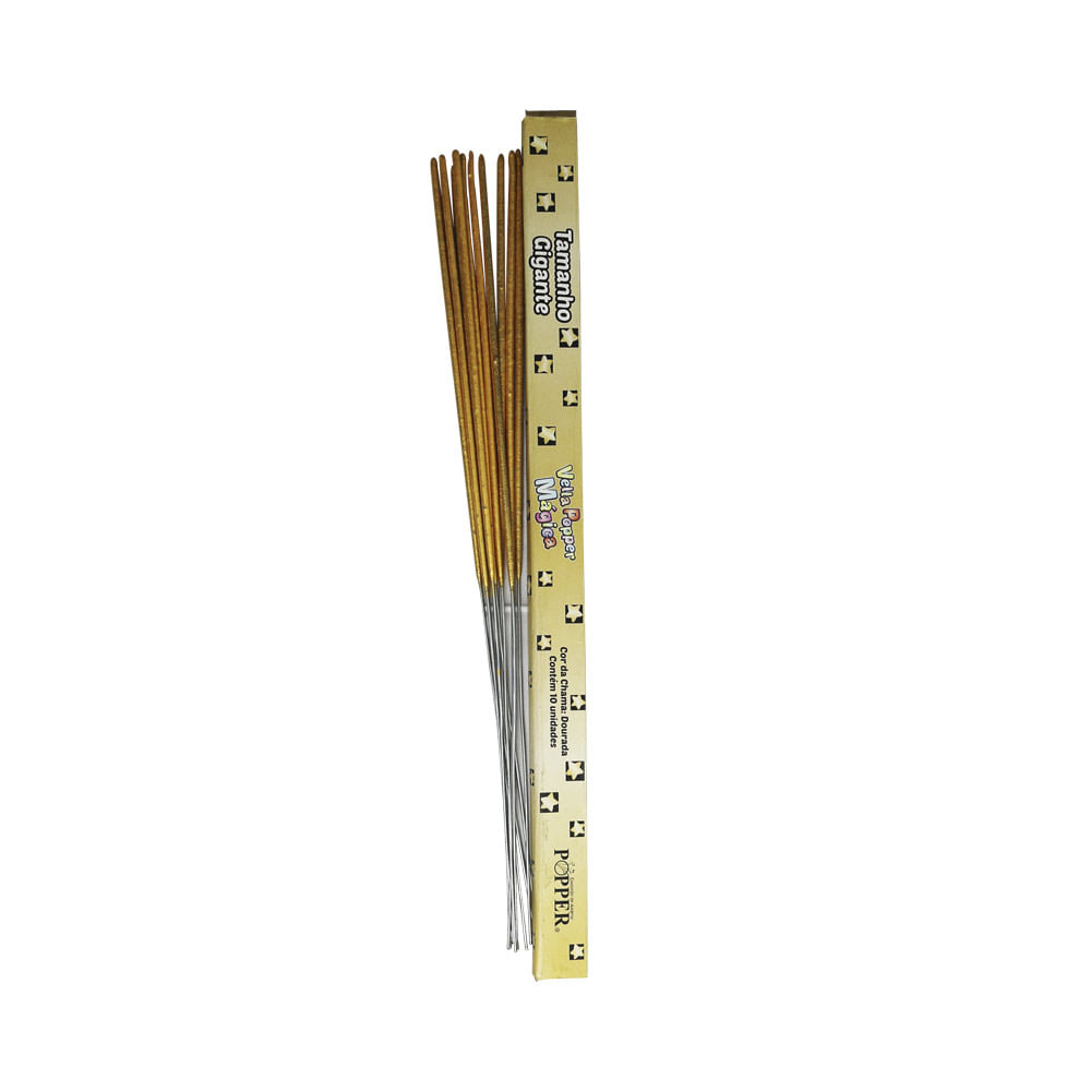 Encontraproduto.com.br - Vela de Aniversário Palito Popper Sparklers Dourada 40cm com 10 Unidades