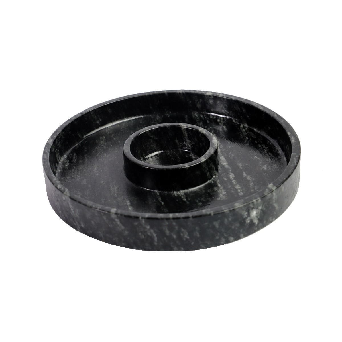 Prato com Molheira Servir Porção Carnes Pedra Sabão P 22cm