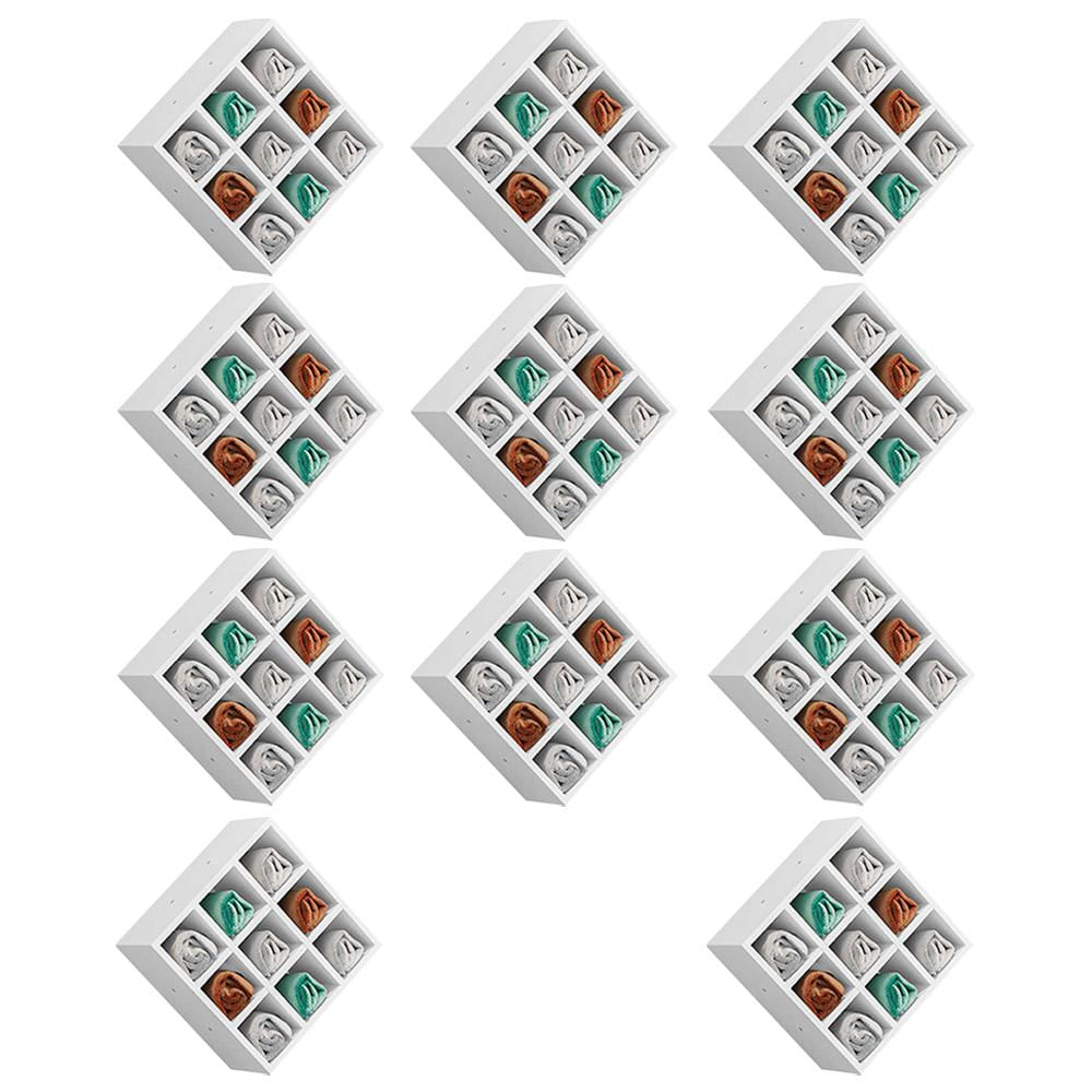 Kit 11 Nichos Porta Toalhas 09 Lugares 40x40cm Branco - Gran Belo