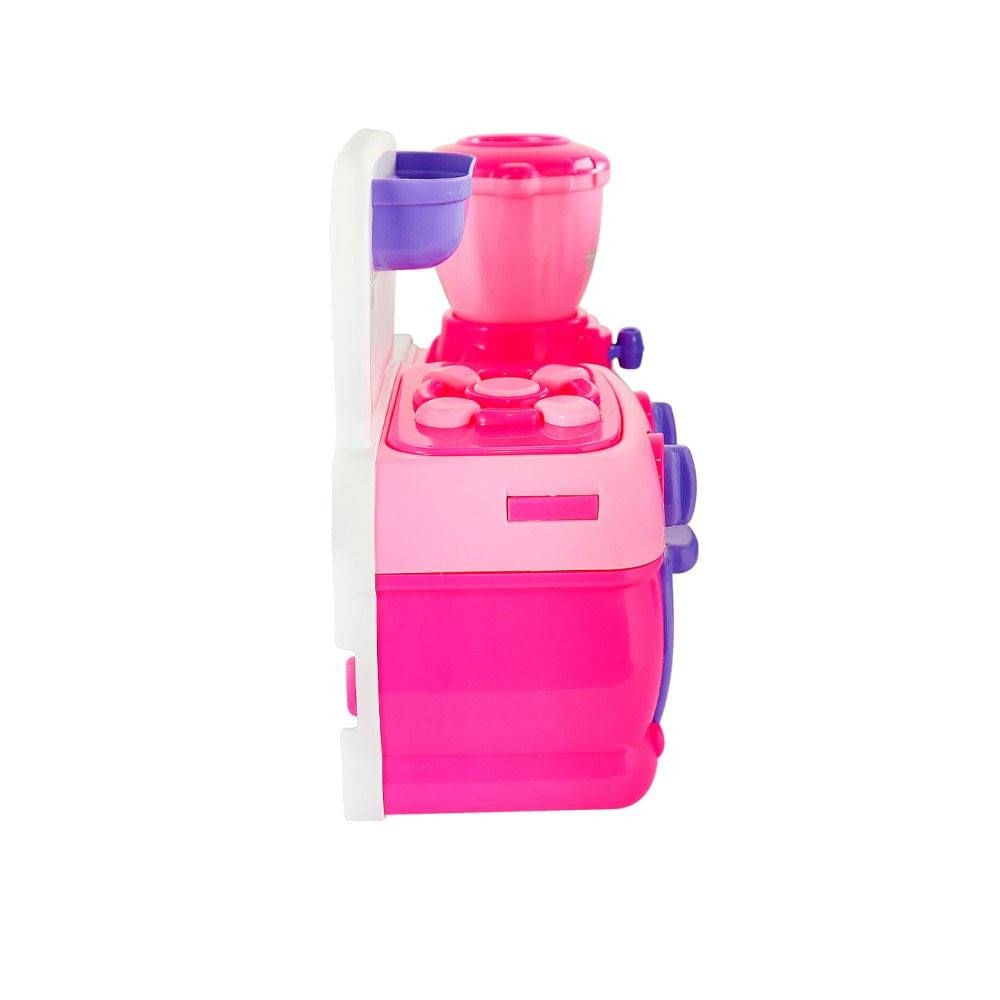 Encontraproduto.com.br - Mini Cozinha Rosa Fogão Forno + Liquidificador + Acessórios