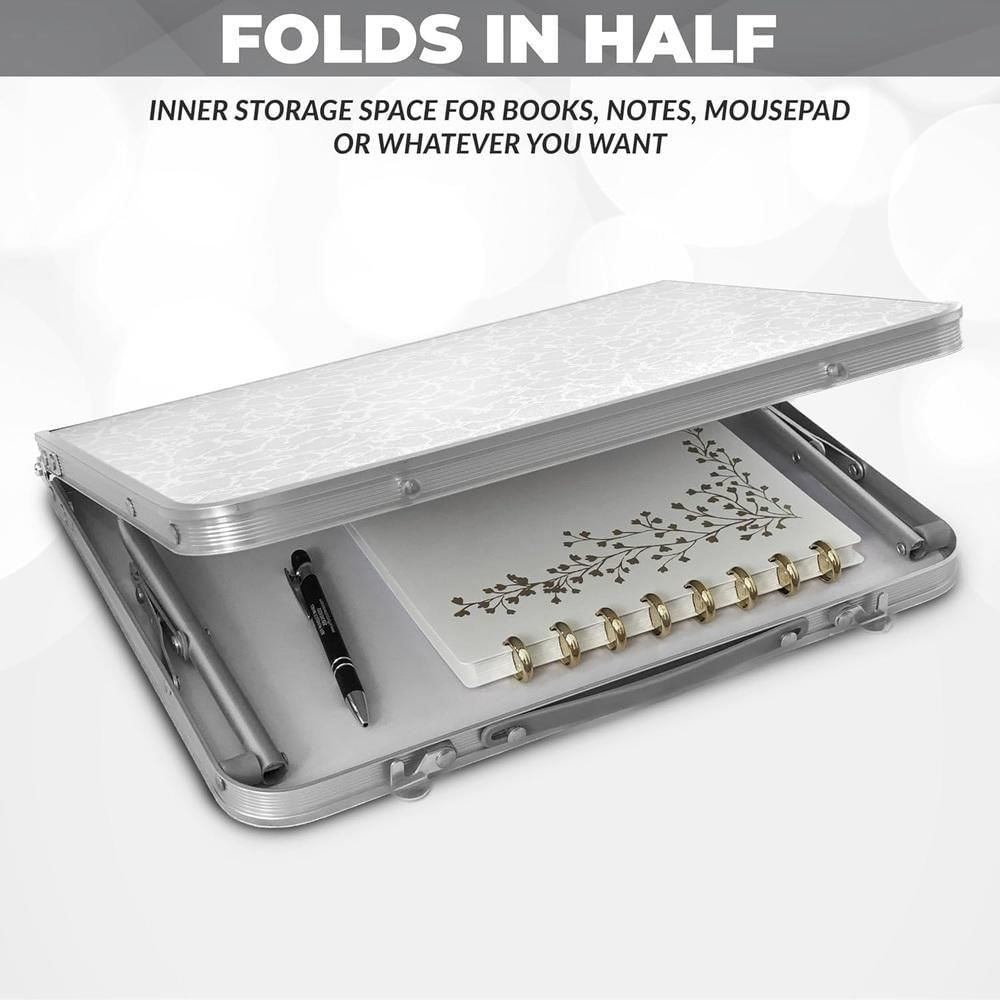 Encontraproduto.com.br - Mesa Dobravel Sofa Cama Notebook Aluminio Vira Maleta Portatil Suporte Home Office Refeicao Estudos