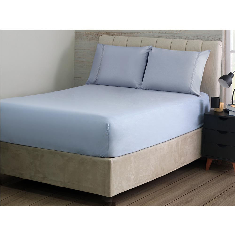 Jogo de Cama S Ponto Palito Queen 3 Pçs 180F Azul  Sonhare