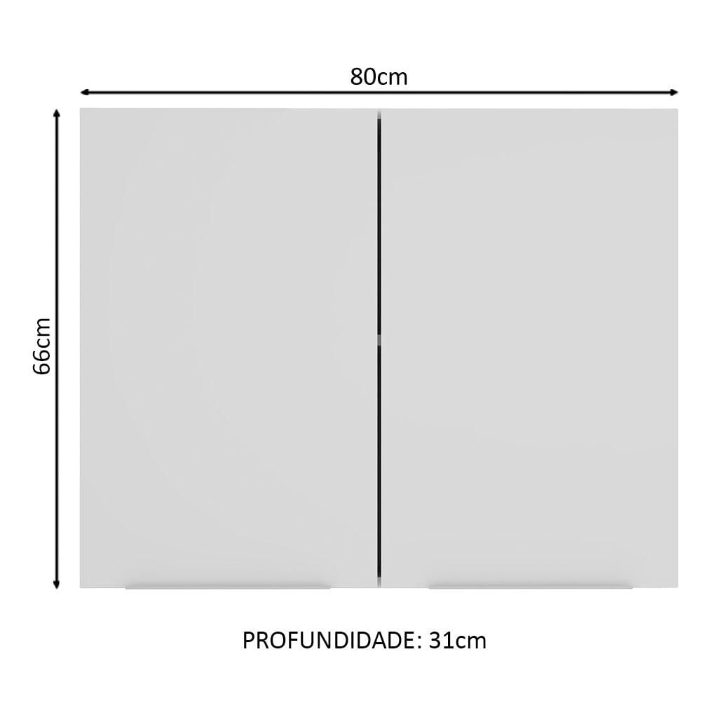 Armário Aéreo Madesa Stella 80 cm 2 Portas - Branco Branco