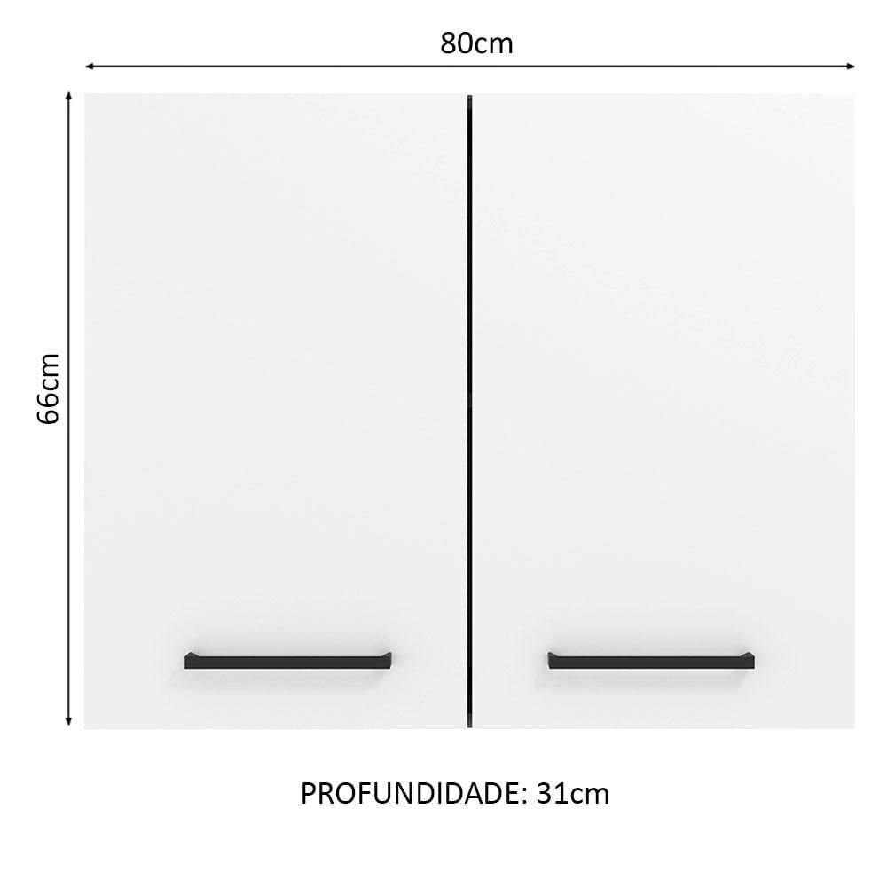 Armário Aéreo Madesa Agata 80 cm 2 Portas - Branco Branco