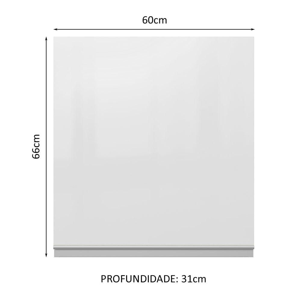 Armário Aéreo Madesa Acordes 100% MDF 60 cm - Porta Branco Brilho Branco