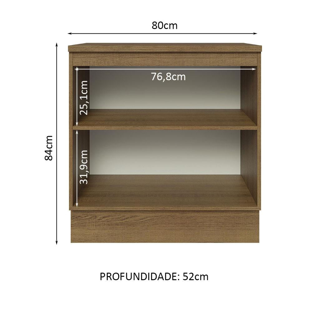 Balcão Madesa Glamy 80 cm 2 Portas - Rustic Rustic