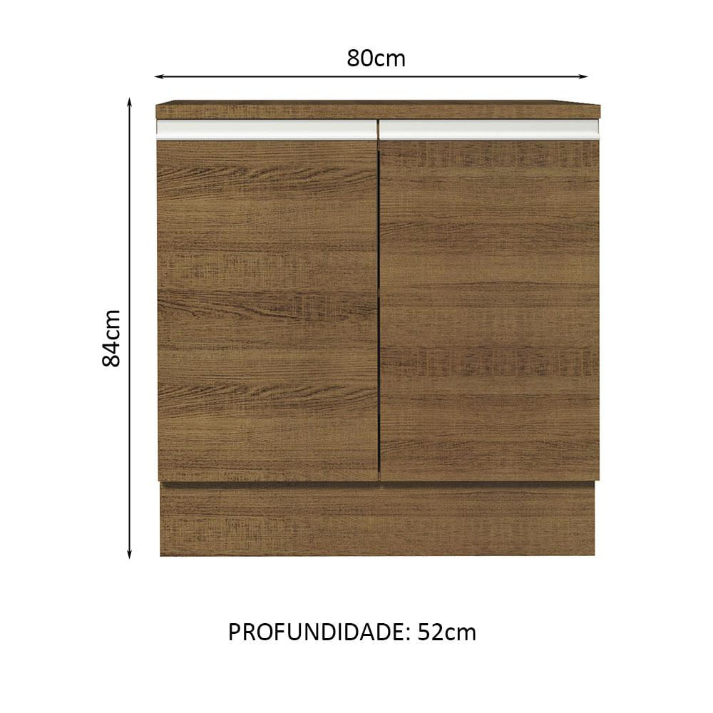 Balcão Madesa Glamy 80 cm 2 Portas - Rustic Rustic