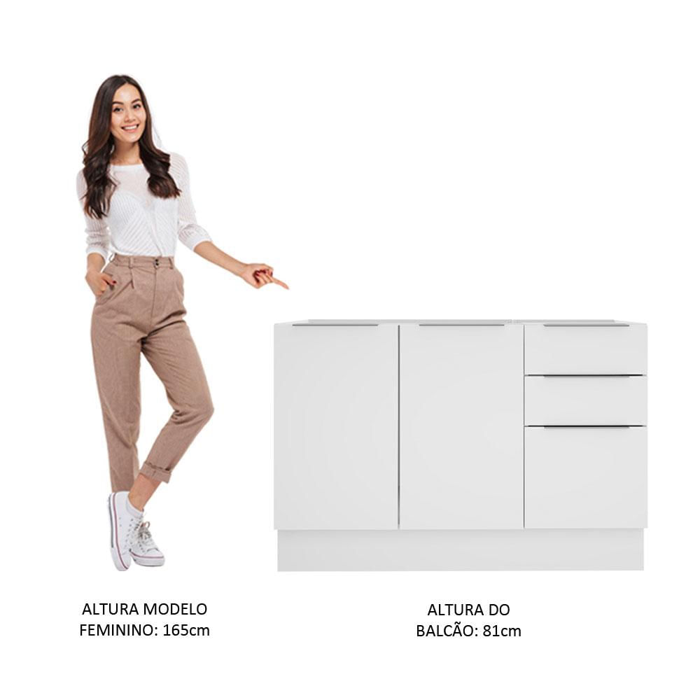 Balcão de Pia Madesa Stella 2 Portas e 3 Gavetas - Branco Branco