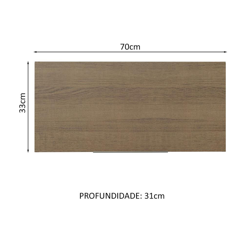 Armário Aéreo de Cozinha Madesa Stella 70 cm 1 Porta Basculante - Rustic Rustic