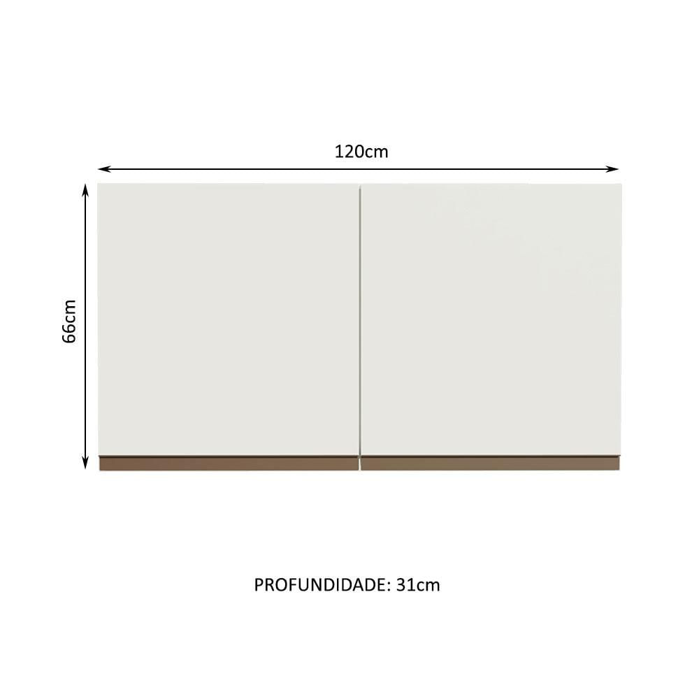 Armário Aéreo Madesa Reims 120 cm 2 Portas - Branco Branco