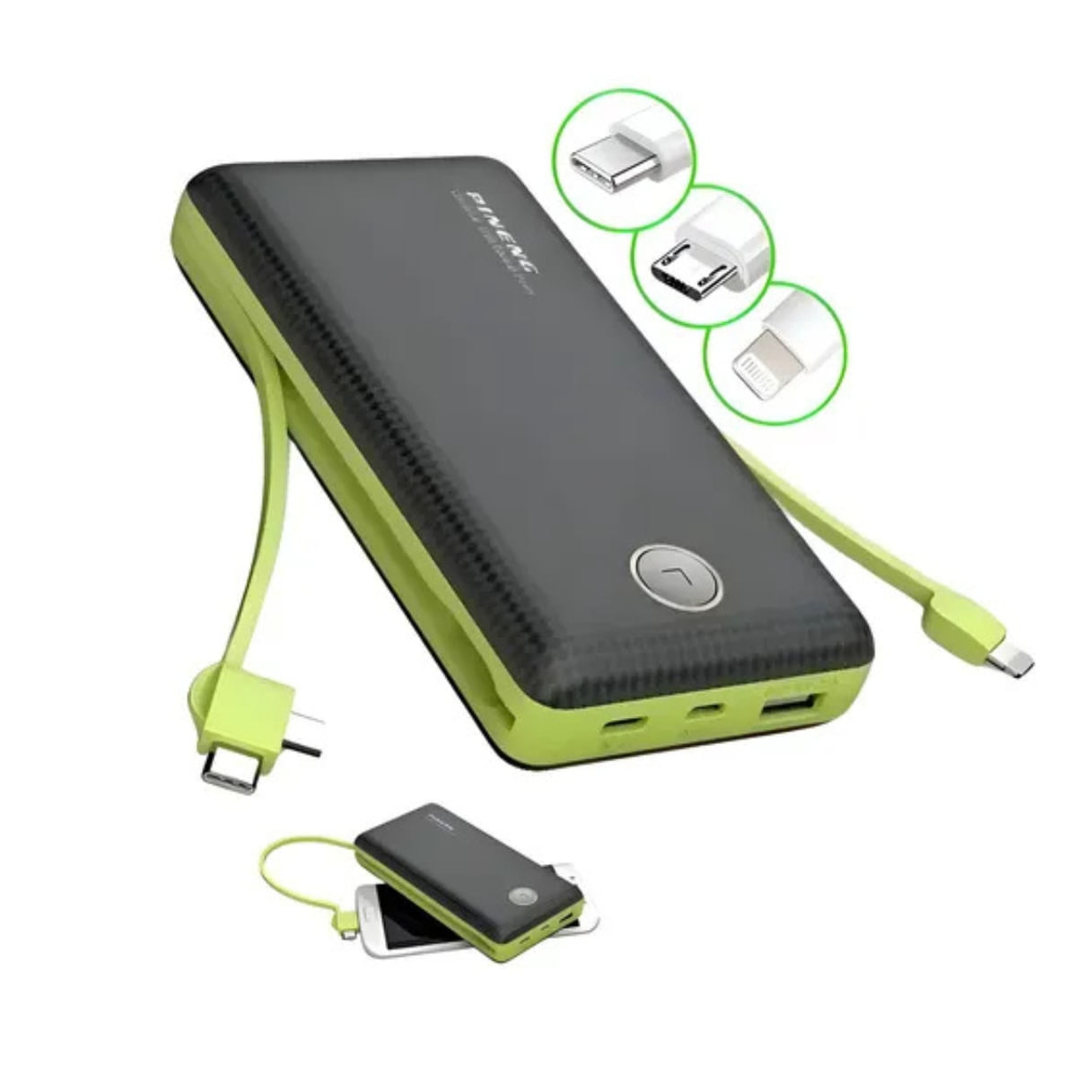 Carregador Portátil 20000mAh Compatível, Leve e de Alta Capacidade