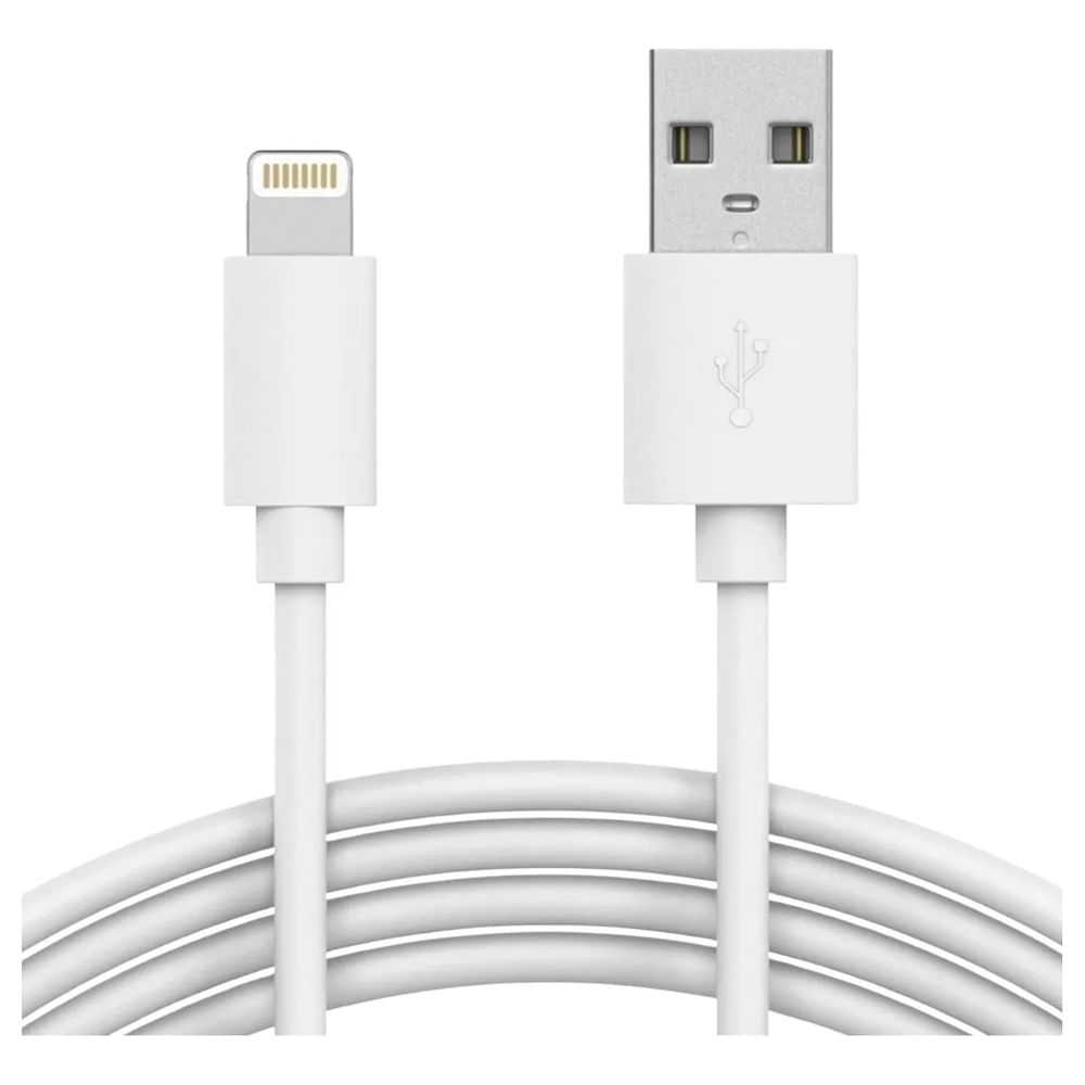 Cabo Lightning USB-A Branco Alta Durabilidade